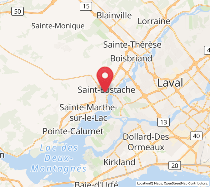 debouchage-saint-eustache Carte des secteurs desservis par un plombier à Saint-Eustache et sur la Rive-Nord