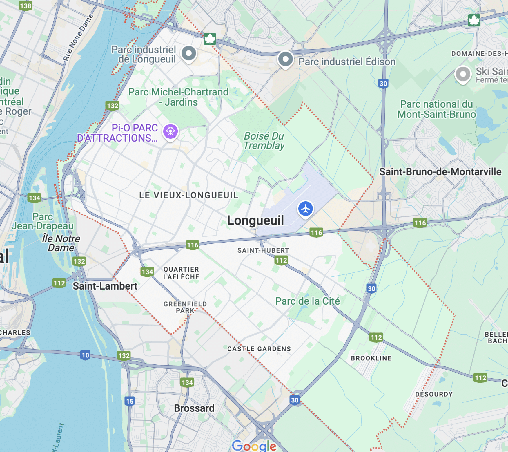 Plombier Longueuil - map of neighborhoods served by 24/7 certified plumbers