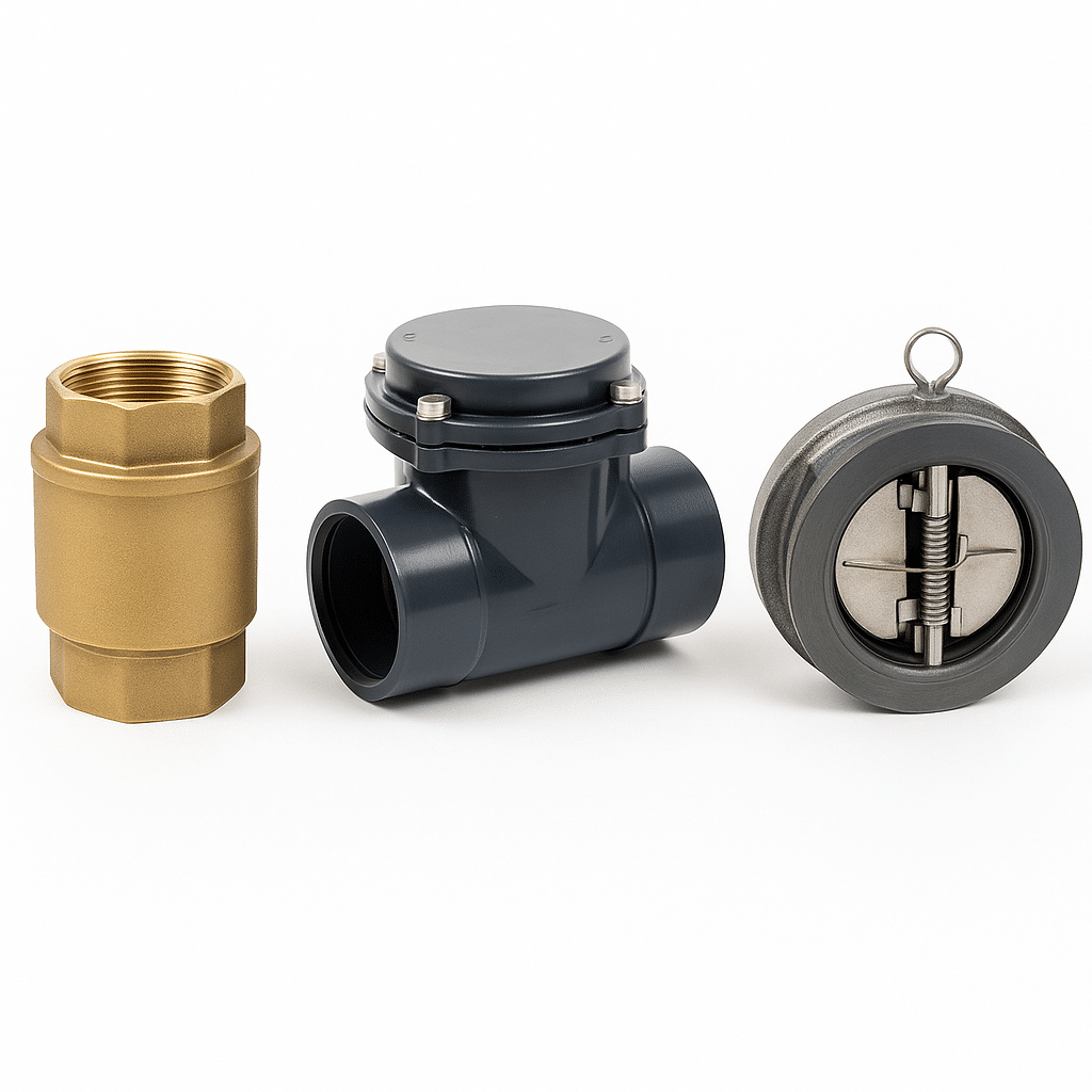 Different types of non-return valves are used in residential plumbing in Quebec: flap-type, diaphragm-type and removable transparent valves.