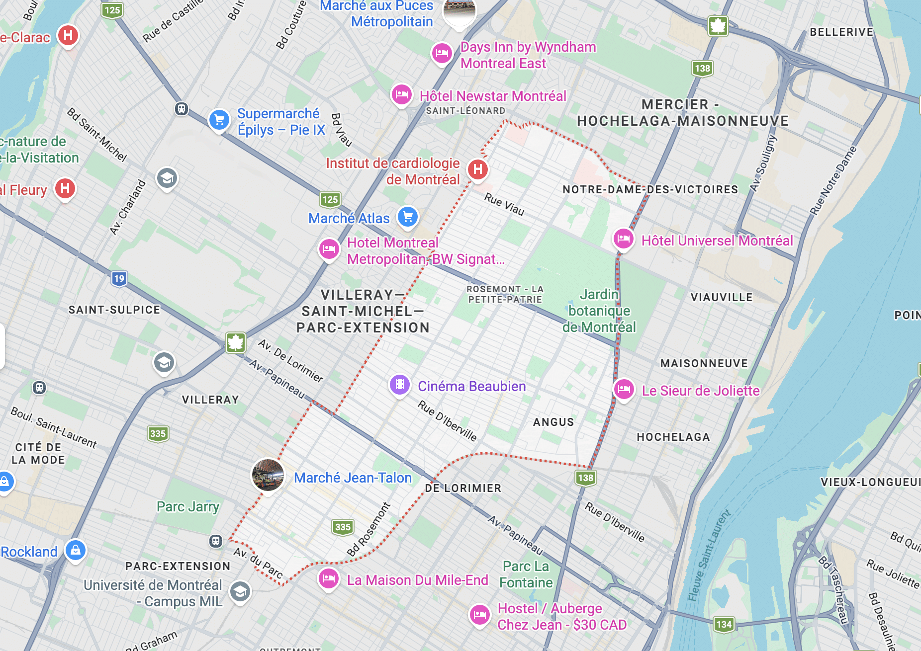 map-rosemont-la-petite-patrie-secteurs-centraux-montreal Carte de Rosemont–La Petite-Patrie et des secteurs centraux voisins de Montréal liés aux services de plomberie de SOS Plombiers