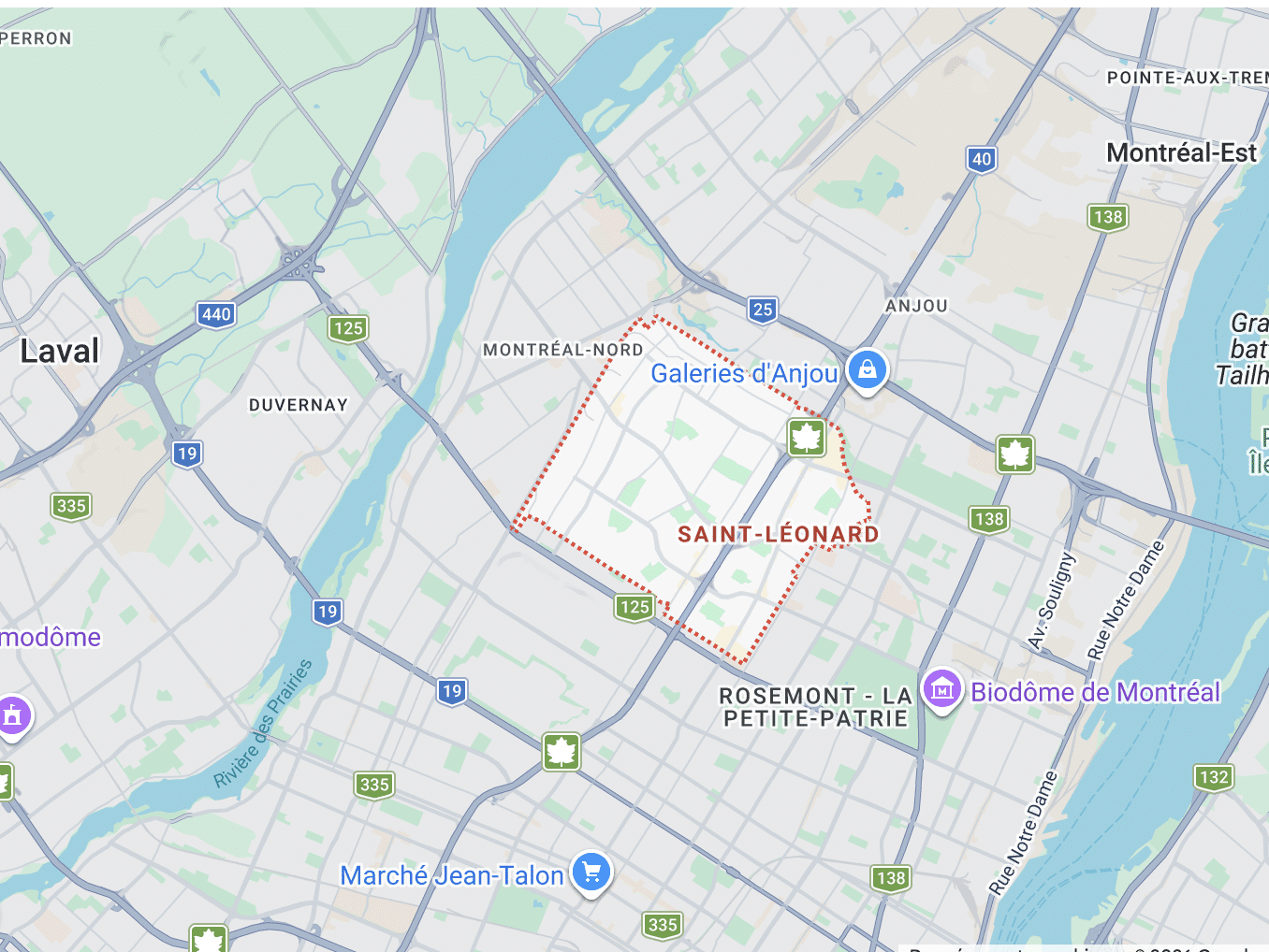 map-saint-leonard-montreal-nord-anjou-secteurs-voisins Carte de Saint-Léonard avec Montréal-Nord et Anjou parmi les secteurs voisins desservis pour les interventions de plomberie