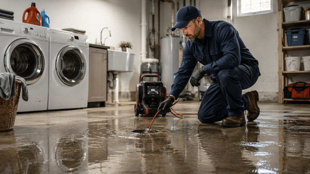 Refoulement d’égout – drain principal bouché Refoulement d’égout au sous-sol avec drain principal bouché